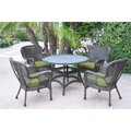 Propation 5 Piece Windsor Espresso Wicker Dining Set with Green Cushion PR1363967